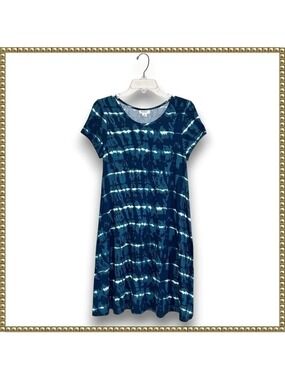 Exist Blue White Tie Dye A Line Dress Medium